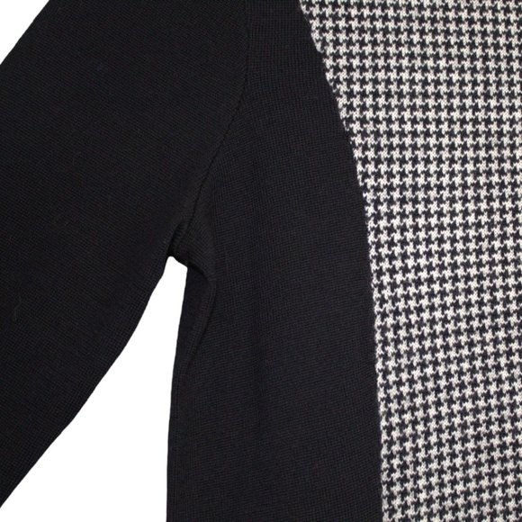 Lauren Ralph Lauren Sm Black White Sweater Dress Turtleneck Houndstooth Pullover - Picture 9 of 12